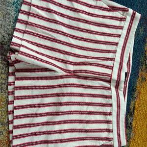 LOFT Red and White Striped Shorts